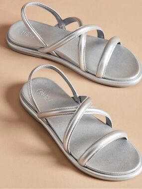 Women’s Metallic Silver Strappy Flat Sandals